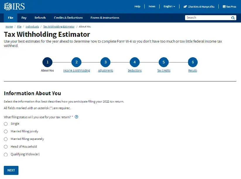 tax withholding estimator