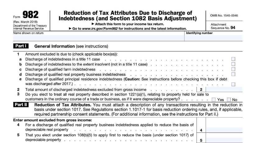 Form 982 IRS